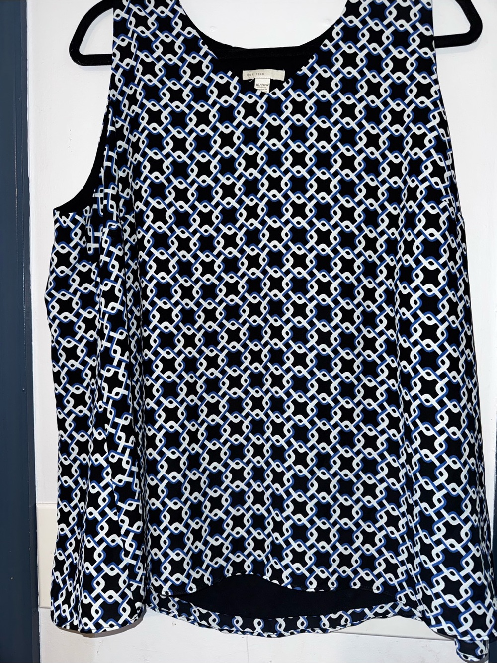 Cato Navy and White Chain-Link A-Line Skirt